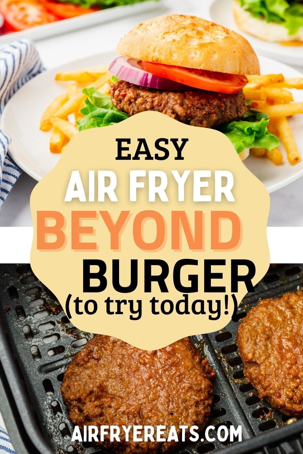 Learn to make an Air Fryer Beyond Burger! These vegetarian burger patties are so delicious and ready in just minutes using your favorite countertop appliance. via @vegetarianmamma