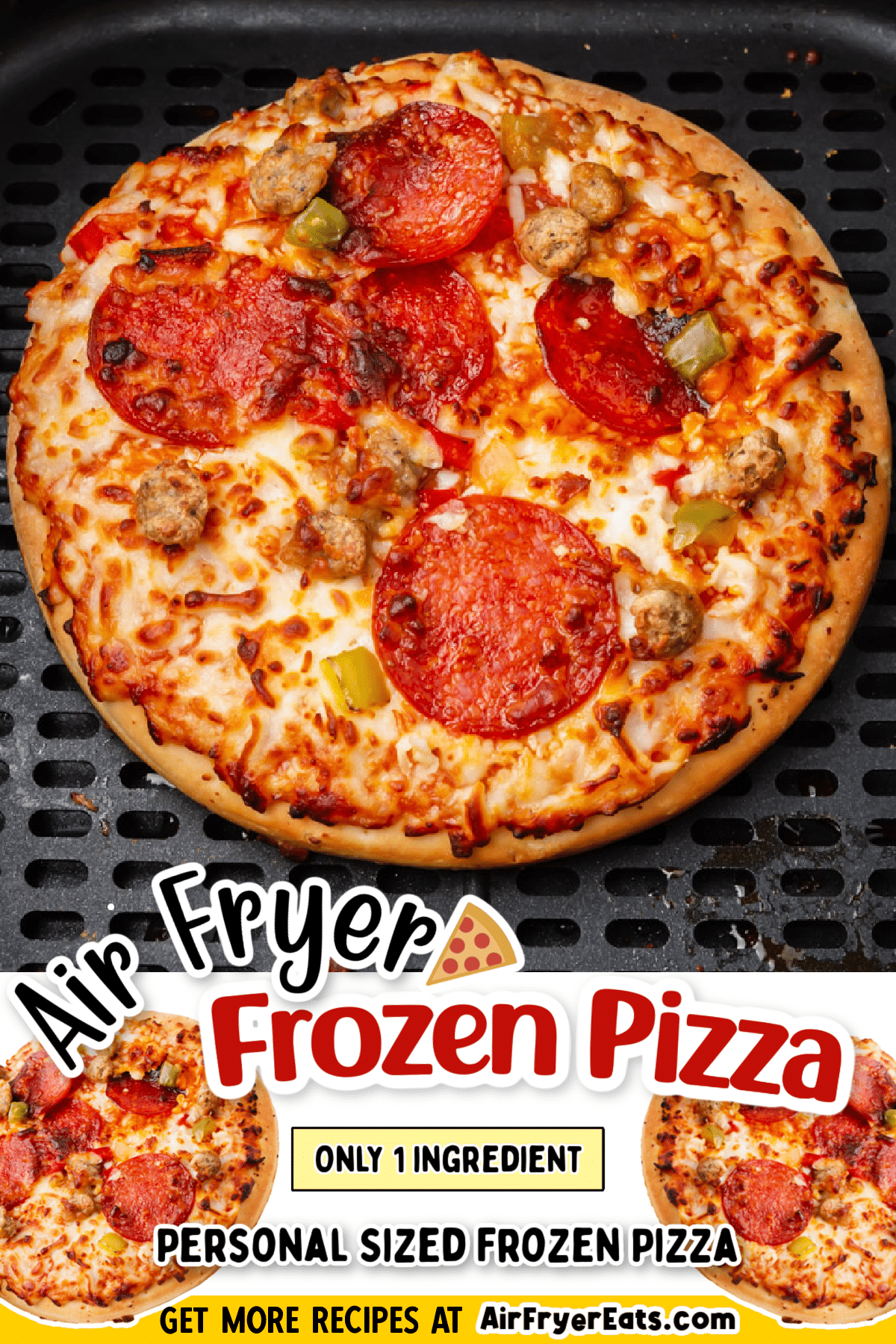 Air Fryer Frozen Pizza is faster and cheaper than take-out! Learn how to make a frozen pizza in your air fryer - it makes the perfect dinner or snack. via @vegetarianmamma