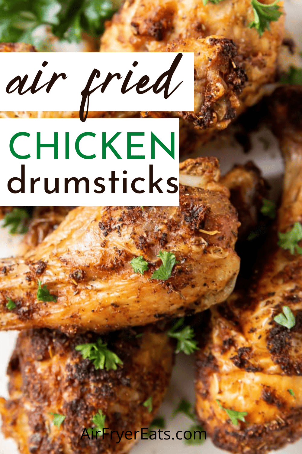 These Air Fried Chicken Drumsticks are a perfectly seasoned, crispy dinner that is both kid and adult approved! This family friendly meal is made under 30 minutes! via @vegetarianmamma