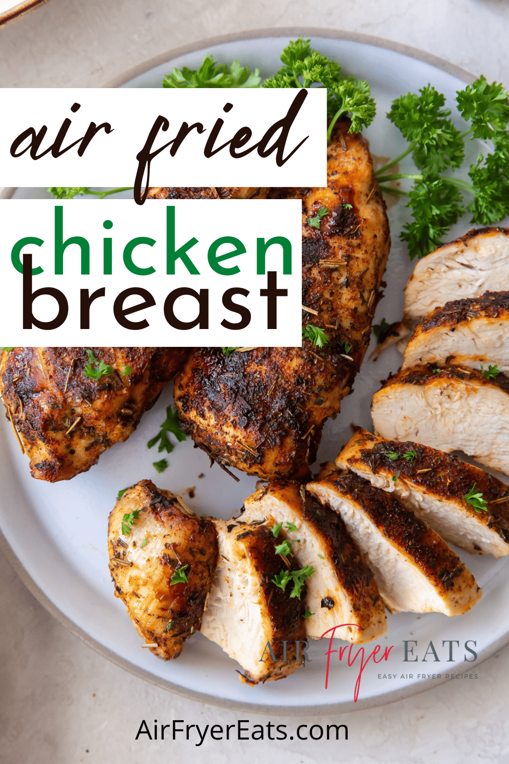 This air fried chicken breast is the tastiest, foolproof chicken that you can make! This easy recipe cooks in 18 minutes! via @vegetarianmamma