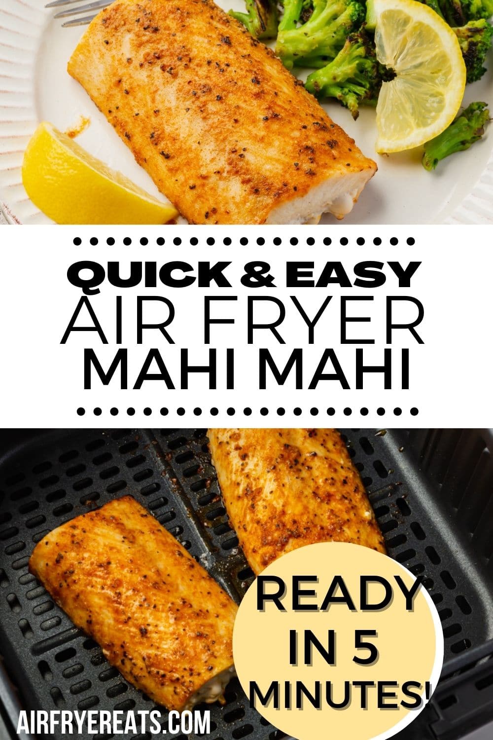 Make perfectly cooked, tasty, and healthy Air Fryer Mahi Mahi in just a few minutes with this easy air fryer recipe! via @vegetarianmamma