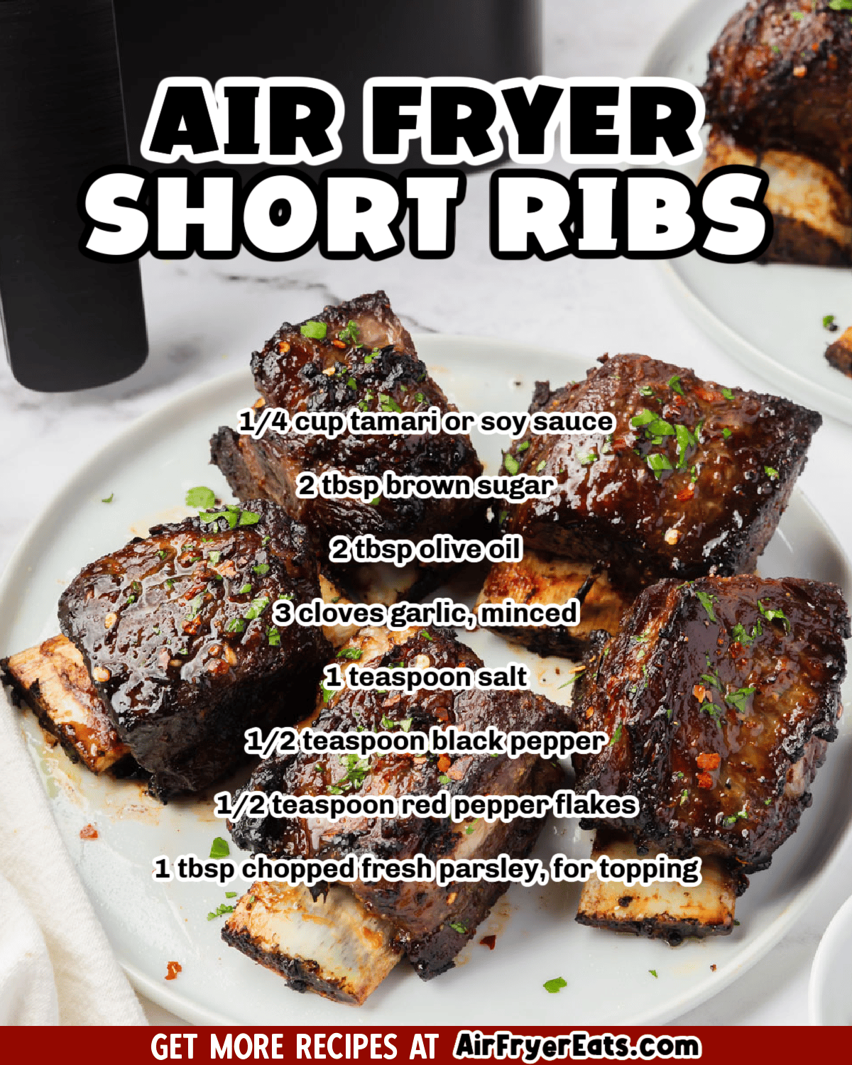 When you air fry beef short ribs you'll be amazed at how flavorful they are and how easy they are to make. via @vegetarianmamma
