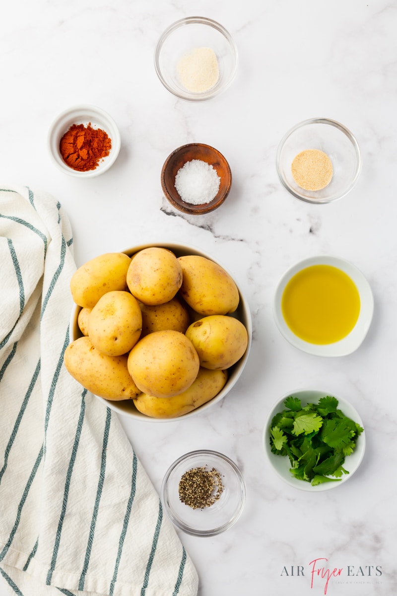 The ingredients needed to make fresh home fries in air fryer