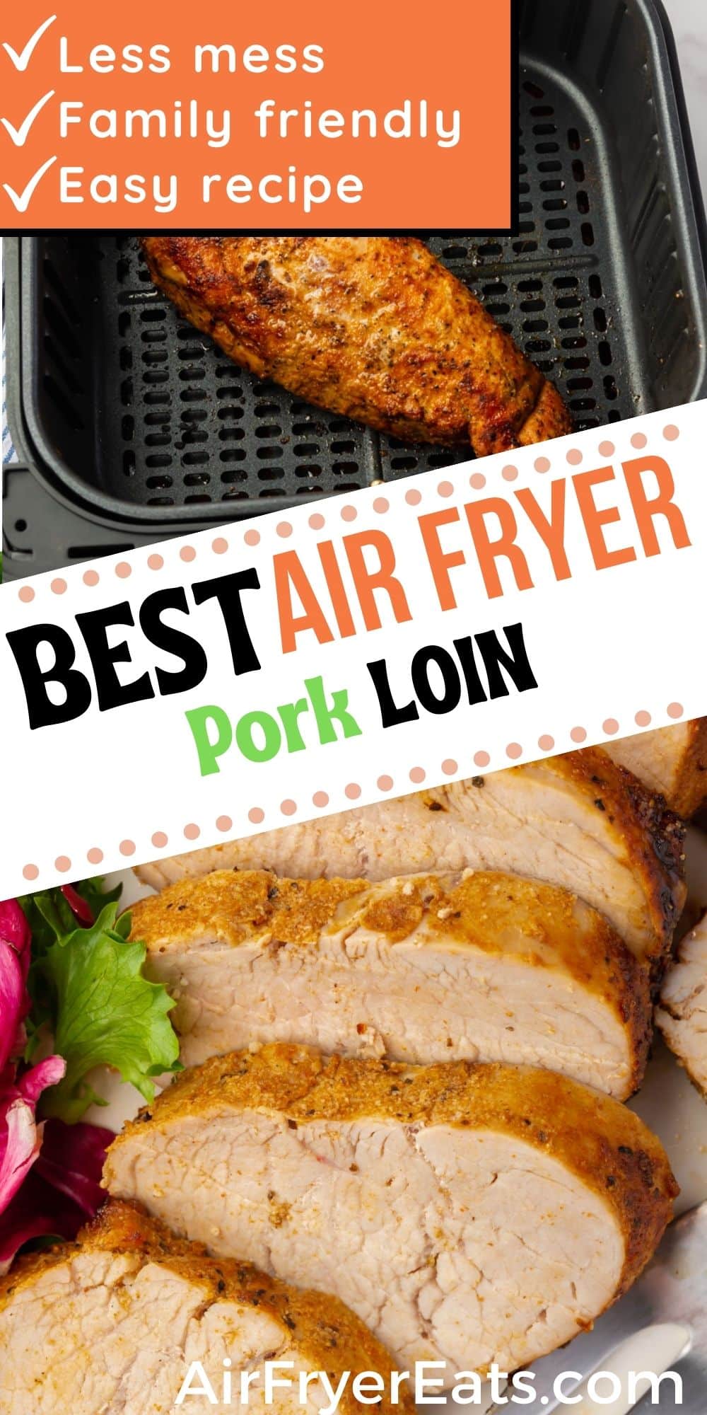 Cooking a pork loin is now even easier! My Air Fryer Pork Loin is tender, juicy, seasoned just right, and ready in just 20 minutes. via @vegetarianmamma