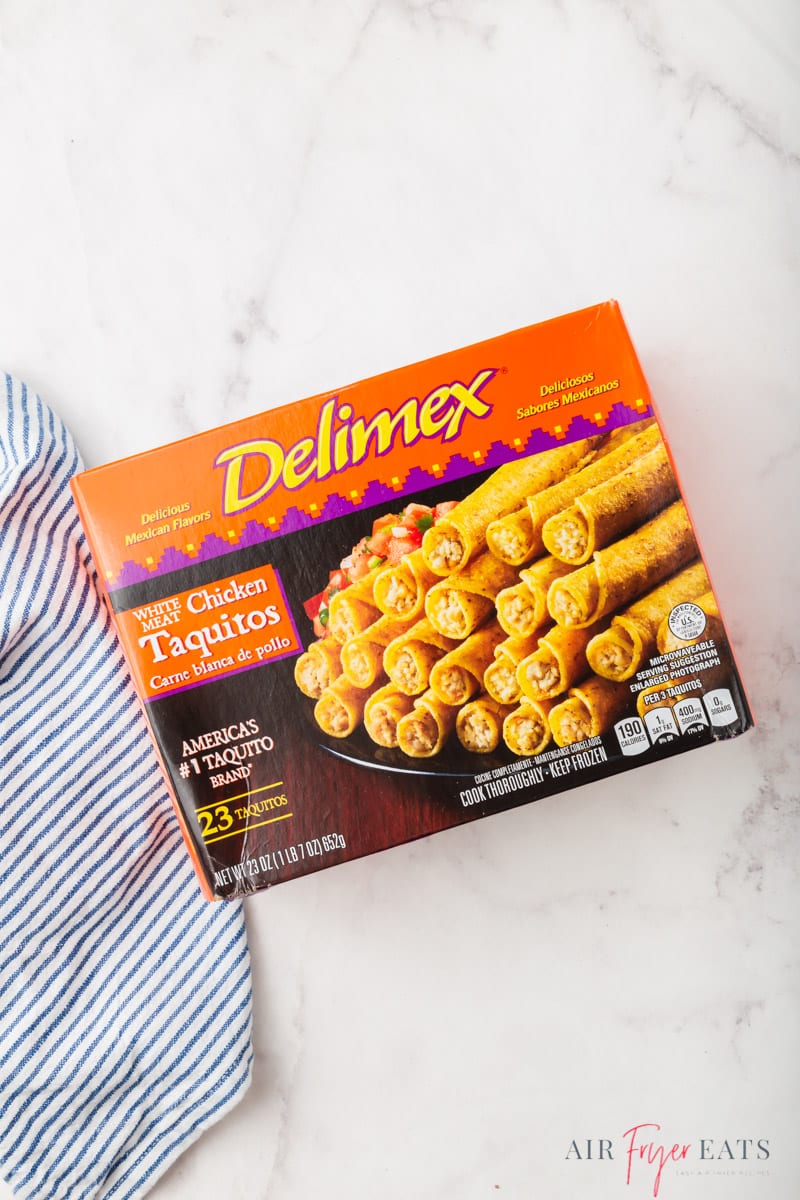 A box of delimex frozen taquitos