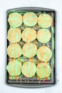 12 green poptarts cooling on baking sheet