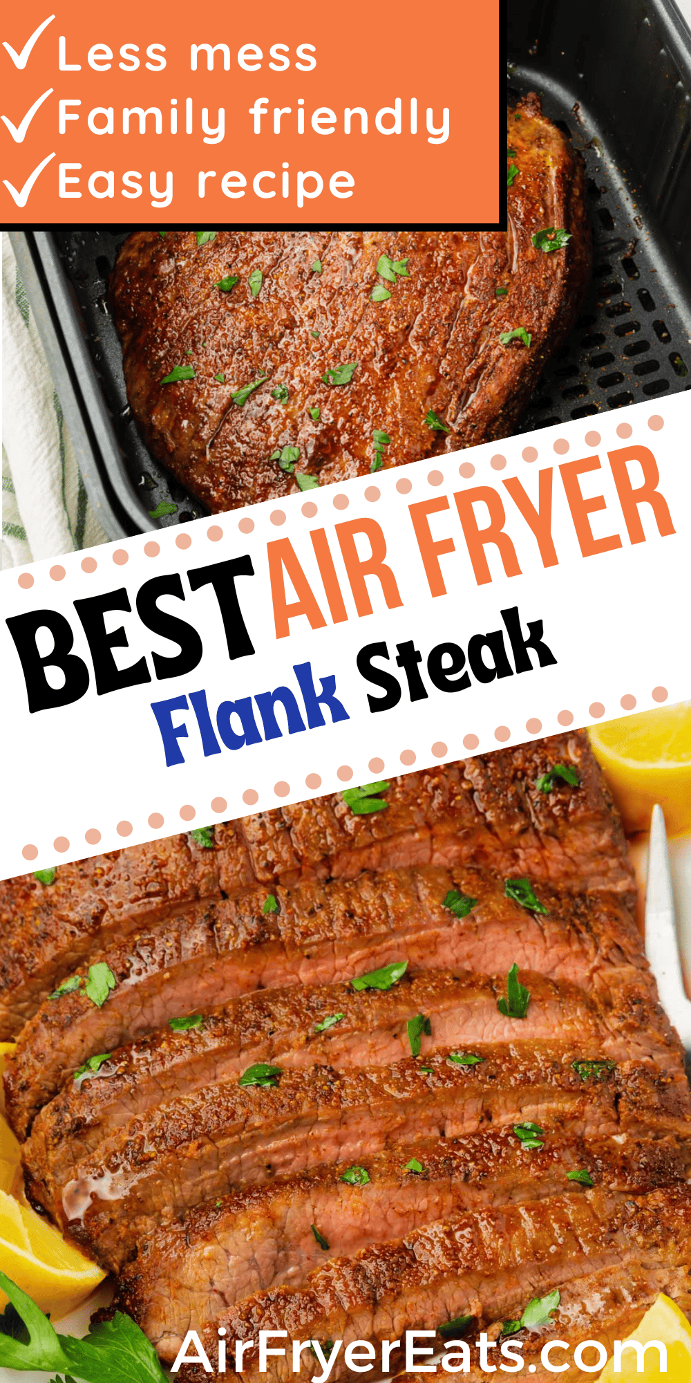 This Air Fryer Flank Steak Recipe is so easy! A flavorful dry rub turns an inexpensive cut of beef into a juicy steak in less than 20 minutes. via @vegetarianmamma