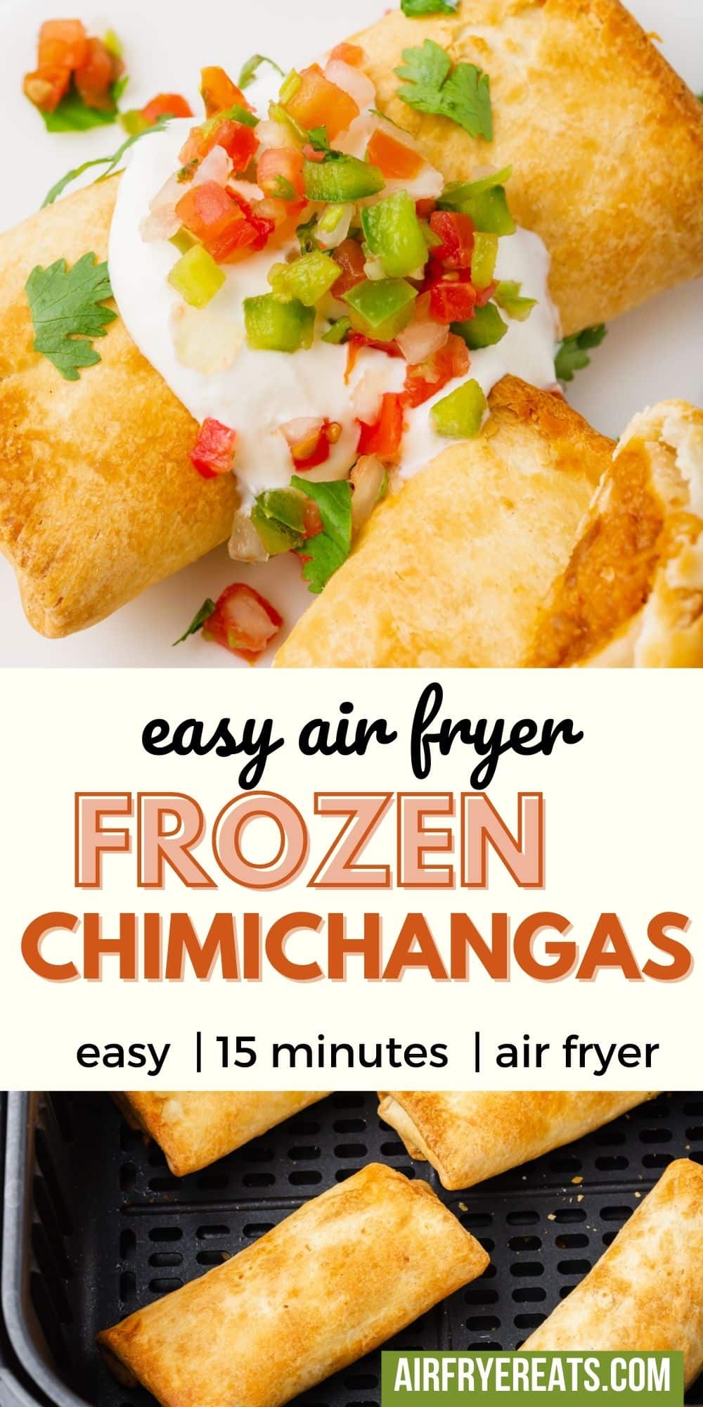 Use your favorite countertop appliance to make an Air Fryer Chimichanga that is hot, crispy, and ready so much quicker than in the oven! via @vegetarianmamma