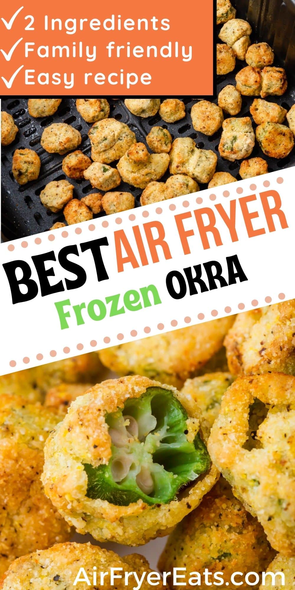 Air Fryer Frozen Okra is fast, easy, crispy, and perfect for dipping! Making frozen okra in the air fryer is the best way. via @vegetarianmamma