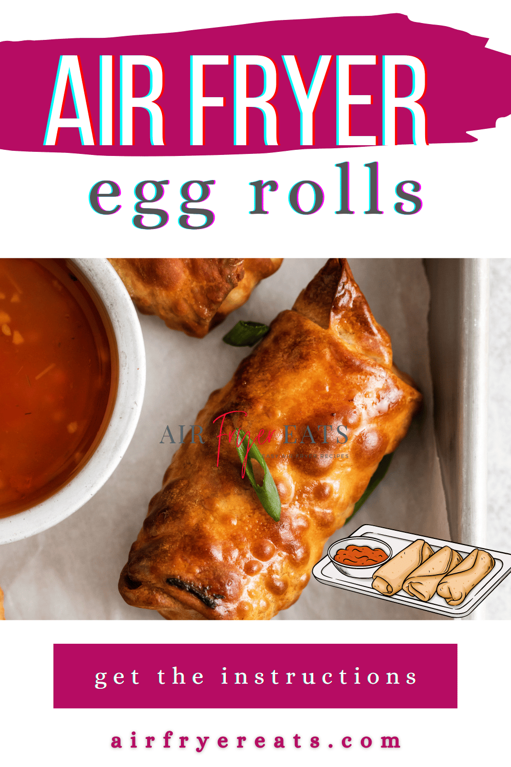 Air Fryer Eggs Rolls are a delicious and easy way to make this takeout favorite. These egg rolls are crispy on the outside and filled with a traditional pork and cabbage filling. Plus, they are cooked with a deep fryer, making them a healthier option. via @vegetarianmamma