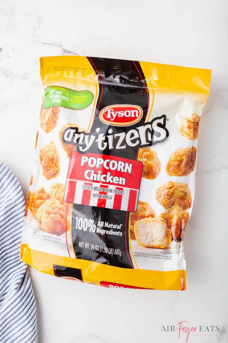 a bag of tyson anytizers popcorn chicken. 