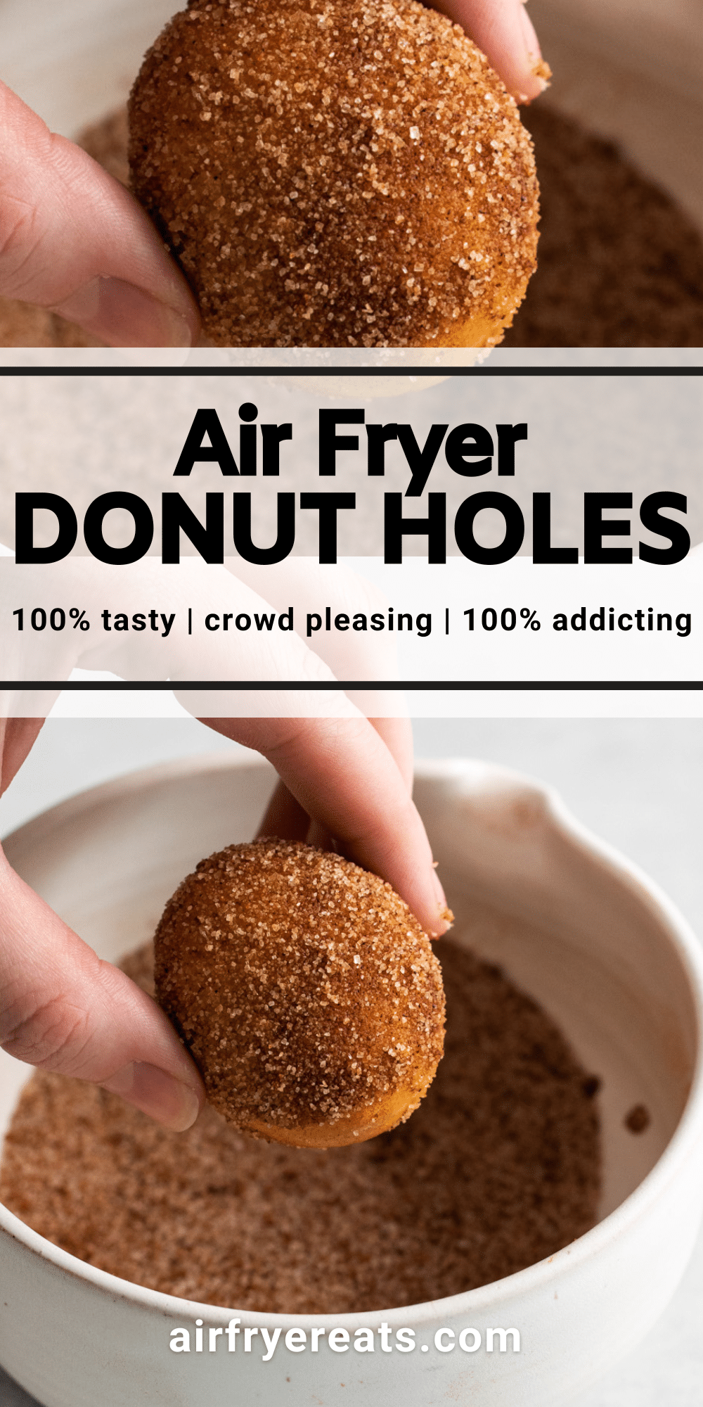 Pinterest collage of photos of Air Fryer Donut Holes