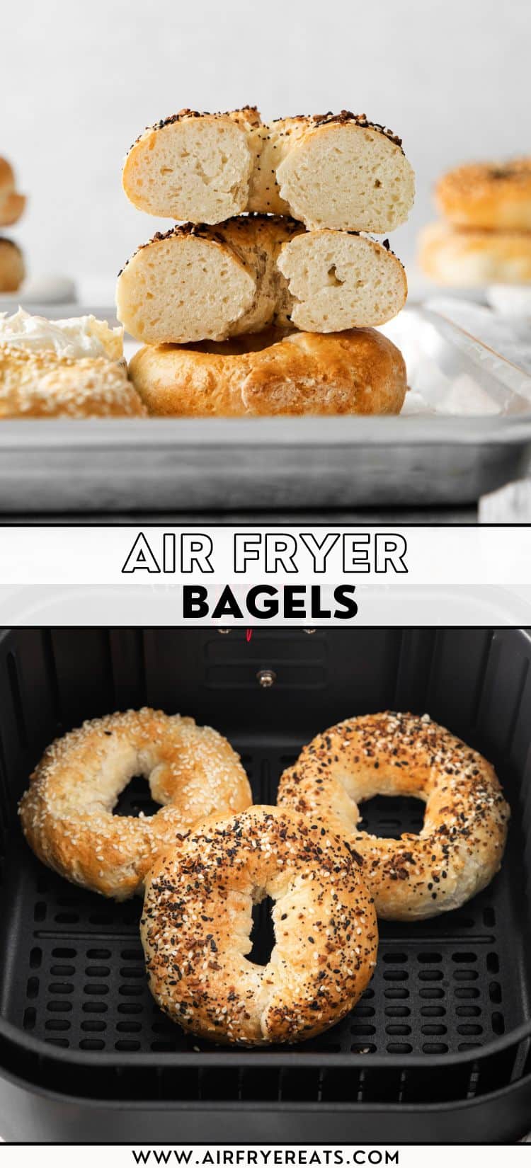 Pinterest collage of photos for Air Fryer Bagels. 