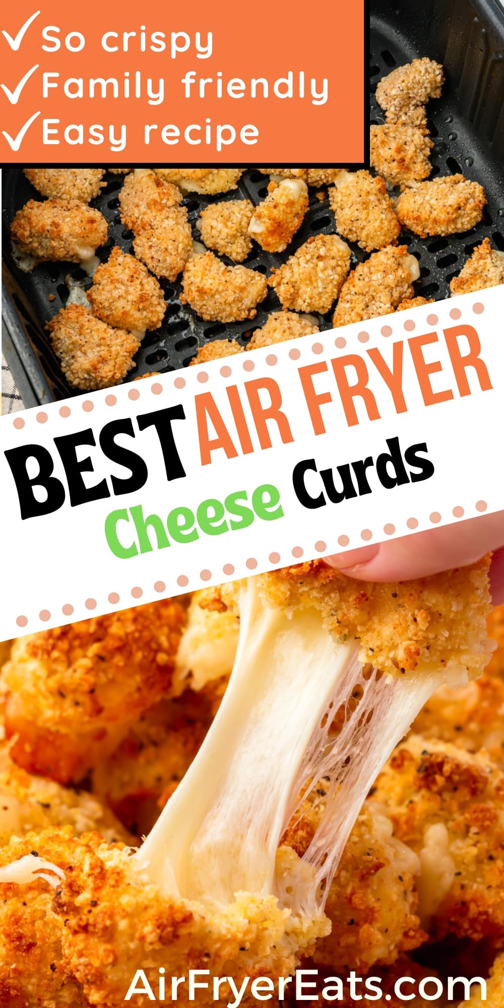 Fresh, melty, and crispy Air Fryer Cheese Curds are easy to make in the air fryer and so, so tasty! Follow this recipe to create the best cheese curds, with little oil and lots of flavor. via @vegetarianmamma