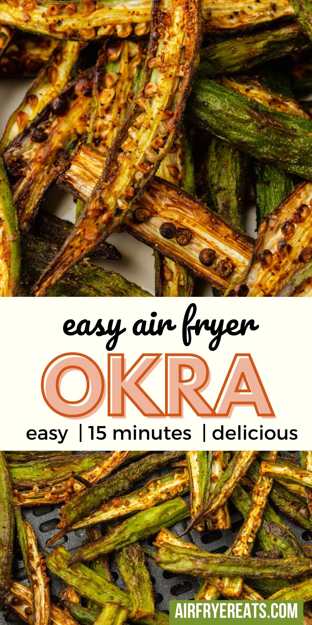Tasty, simply seasoned fresh okra is extra crispy when you make it in the air fryer! This recipe for Air Fryer Okra will be your new favorite way to cook okra, guaranteed. via @vegetarianmamma