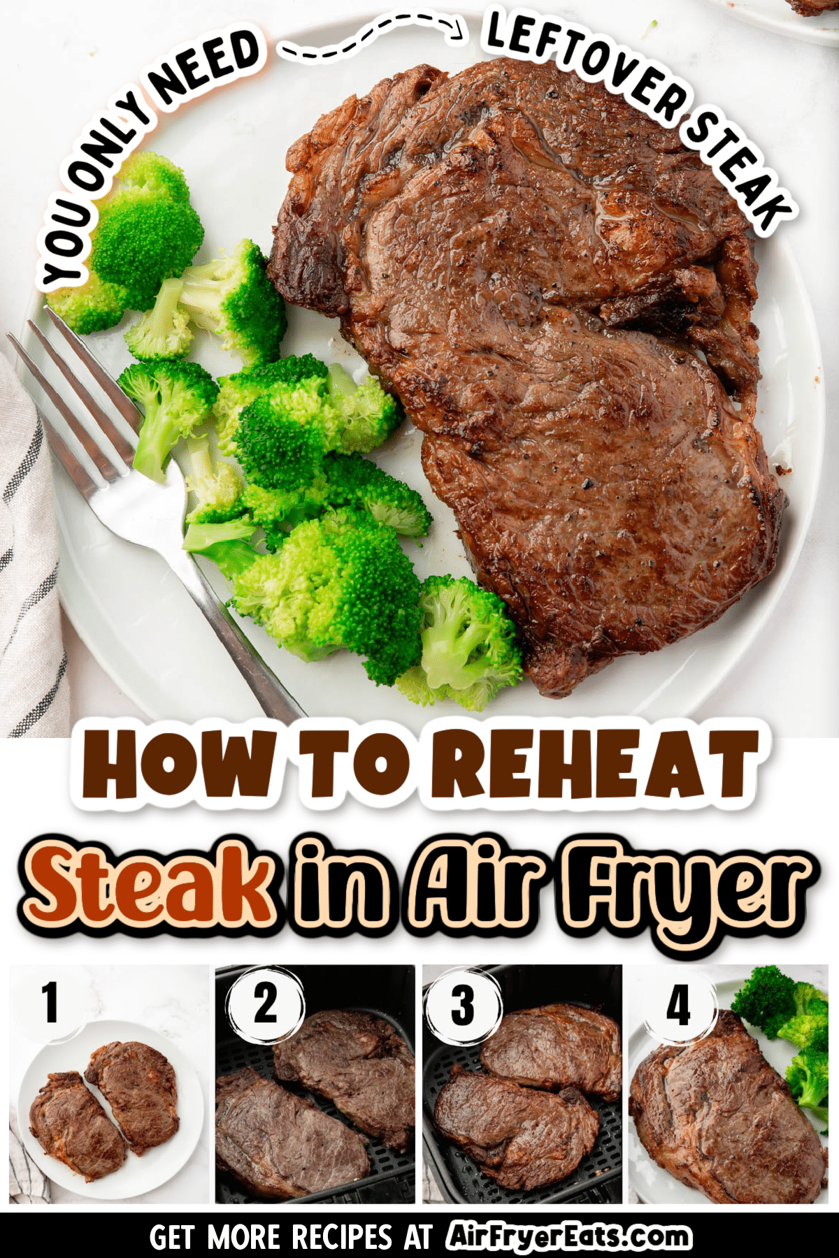 Learn how to reheat steak in the air fryer perfectly, so that it is as juicy and delicious as it was when you first cooked it! via @vegetarianmamma