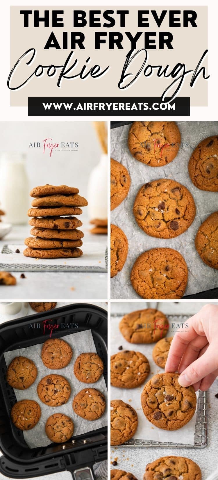 This Cookie Dough In Air Fryer recipe is the perfect quick and easy way to satisfy your sweet tooth. We take pre-made cookie dough and bake it in the air fryer, which gives you cookies that are golden brown on the outside and fudgy on the inside. via @vegetarianmamma