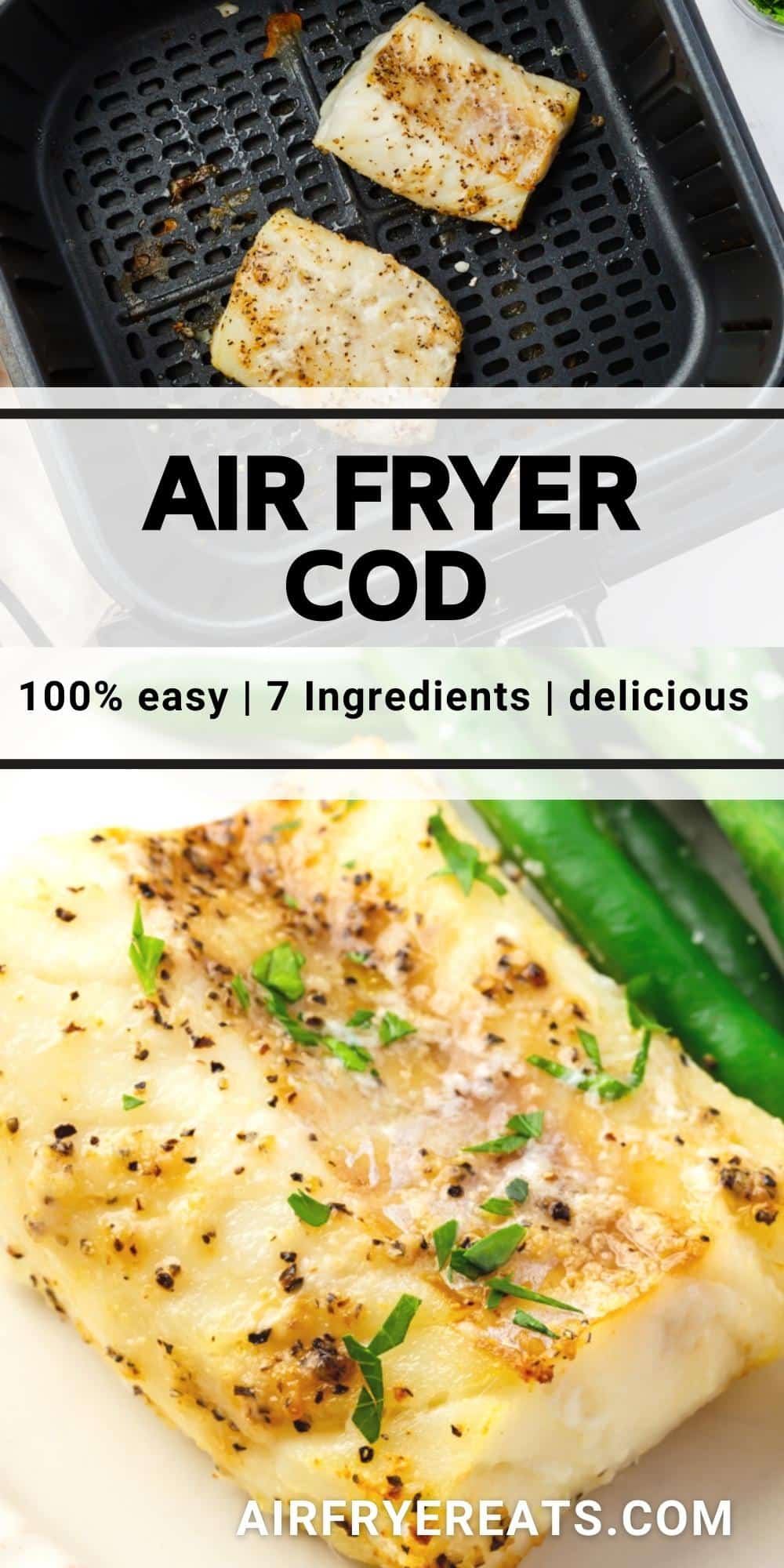 This delicious Air Fryer Cod recipe takes less than 15 minutes to make, and is perfectly seasoned without the need for any breadcrumbs! via @vegetarianmamma