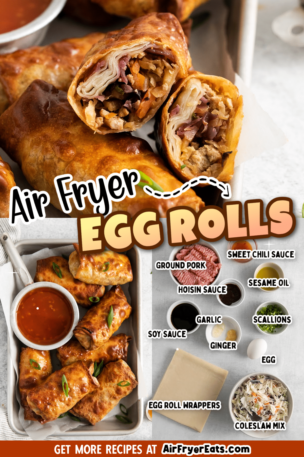 Air Fryer Eggs Rolls are a delicious and easy way to make this takeout favorite. These egg rolls are crispy on the outside and filled with a traditional pork and cabbage filling. Plus, they are cooked with a deep fryer, making them a healthier option. via @vegetarianmamma