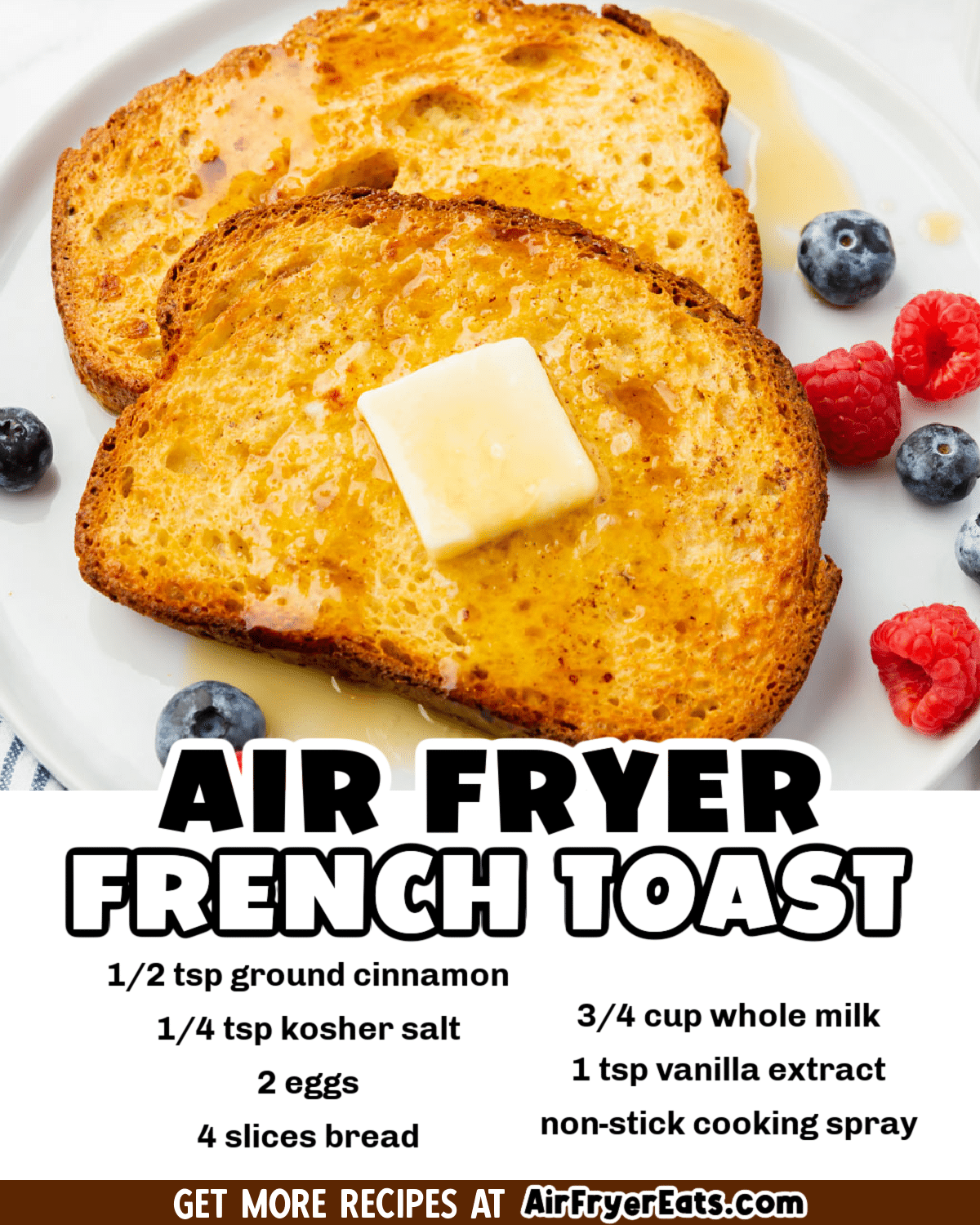 Rich, custardy, perfectly cooked French Toast is a snap to make in your air fryer! Air Fryer French Toast will be a family favorite, and it's easy enough to make on even the busiest mornings. via @vegetarianmamma