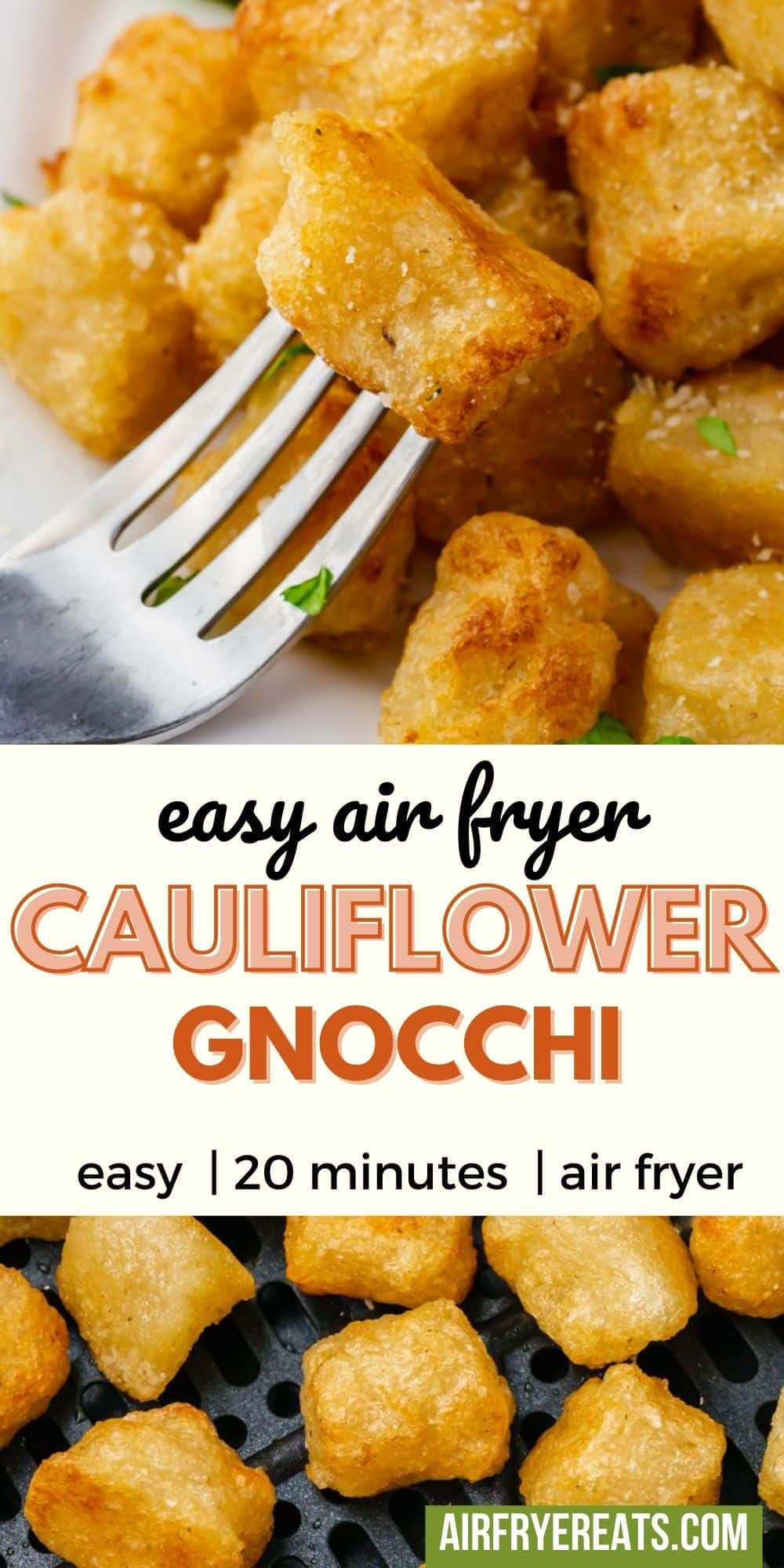 Air Fryer Cauliflower Gnocchi is not only easy to make, but it's also a delicious and healthy alternative to traditional potato gnocchi. Made with Trader Joe's Frozen Cauliflower Gnocchi, this dish is crispy on the outside and tender on the inside. via @vegetarianmamma