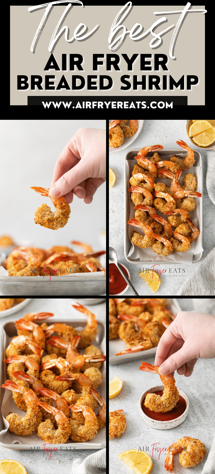 These Air Fryer Breaded Shrimp are the perfect appetizer! They’re tender and juicy with a crispy crunchy coating and just a hint of salt. via @vegetarianmamma