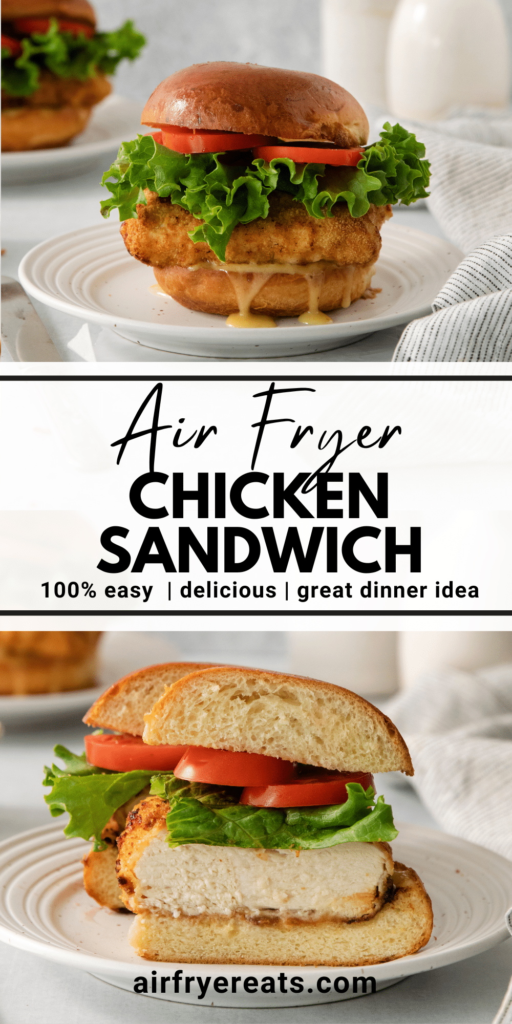 Skip the drive through, and make yourself a freshly breaded Air Fryer Chicken Sandwich at home! This air fryer chicken is brined in buttermilk and extra crispy. via @vegetarianmamma